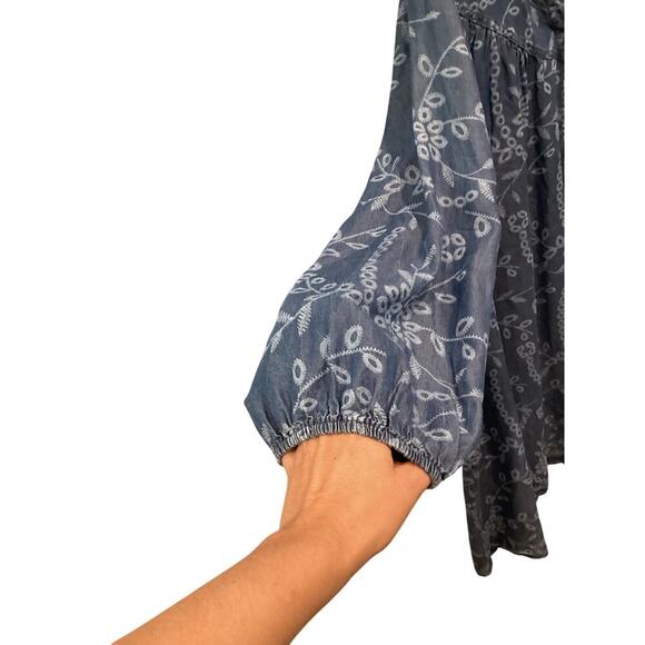 The Pioneer Woman Women Denim Peasant Shirt Dress Plus Size 3X Blue Boho Country - Picture 6 of 9